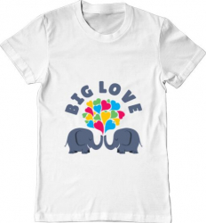 Tricou barbat Printado big love Bumbac Regular fit Alb 3XL INTL 