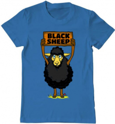 Tricou barbat Printado black sheep Bumbac Regular fit Albastru azuriu 2XL INTL 