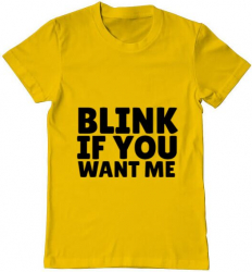 Tricou barbat Printado blink if you want me Bumbac Regular fit Galben 3XL INTL 