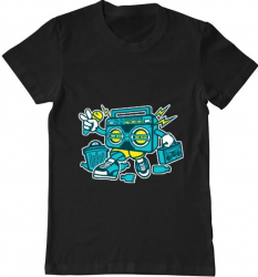 Tricou barbat Printado boombox Bumbac Regular fit Negru XL INTL 