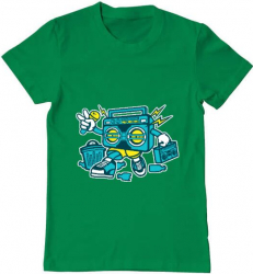 Tricou barbat Printado boombox Bumbac Regular fit Verde mediu L INTL 