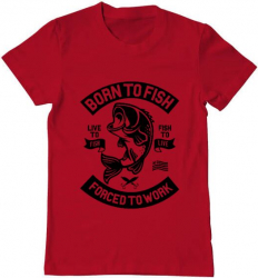 Tricou barbat Printado born to fish Bumbac Regular fit Rosu M INTL 