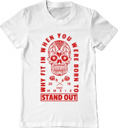 Tricou barbat Printado born to stand out Bumbac Regular fit Alb XL INTL 