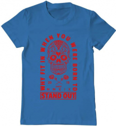 Tricou barbat Printado born to stand out Bumbac Regular fit Albastru azuriu S INTL 