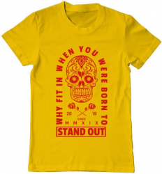 Tricou barbat Printado born to stand out Bumbac Regular fit Galben L INTL 