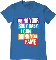 Tricou barbat Printado bring your body Bumbac Regular fit Albastru azuriu L INTL 