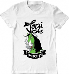 Tricou barbat Printado cai verzi Bumbac Regular fit Alb XL INTL 