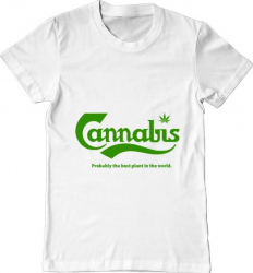 Tricou barbat Printado cannabis Bumbac Regular fit Alb M INTL 