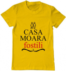 Tricou barbat Printado casa moara fostili Bumbac Regular fit Galben 2XL INTL 