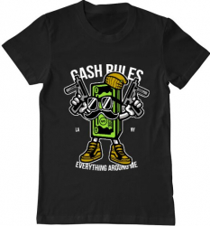 Tricou barbat Printado cash rules Bumbac Regular fit Negru S INTL 
