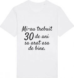 Tricou barbat Printado Casual 30 de ani Bumbac Regular fit Alb 2XL INTL 