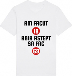 Tricou barbat Printado Casual am facut 18 ani Bumbac Regular fit Alb XL INTL 
