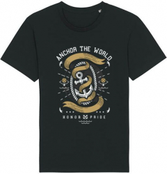 Tricou barbat Printado Casual anchor the world Bumbac Regular fit Negru L INTL 