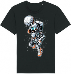 Tricou barbat Printado Casual astronaut Bumbac Regular fit Negru XL INTL 