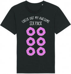 Tricou barbat Printado Casual awesome sixpack Bumbac Regular fit Negru L INTL 