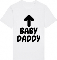 Tricou barbat Printado Casual baby daddy Bumbac Regular fit Alb L INTL 