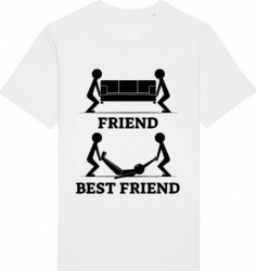 Tricou barbat Printado Casual best friend Bumbac Regular fit Alb S INTL 