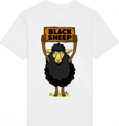 Tricou barbat Printado Casual black sheep Bumbac Regular fit Alb XL INTL 