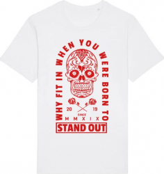 Tricou barbat Printado Casual born to stand out Bumbac Regular fit Alb M INTL 