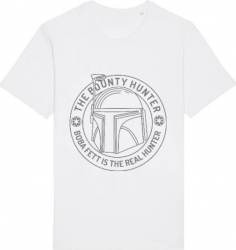 Tricou barbat Printado Casual bounty hunter Bumbac Regular fit Alb S INTL 