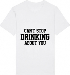 Tricou barbat Printado Casual cant stop drinking about you Bumbac Regular fit Alb L INTL 