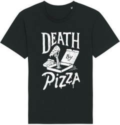 Tricou barbat Printado Casual death by pizza Bumbac Regular fit Negru M INTL 