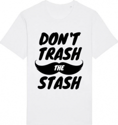 Tricou barbat Printado Casual do not trash the stash Bumbac Regular fit Alb XL INTL 