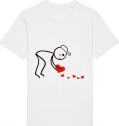 Tricou barbat Printado Casual dovezi de dragoste 2 Bumbac Regular fit Alb L INTL 