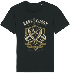 Tricou barbat Printado Casual east coast Bumbac Regular fit Negru M INTL 