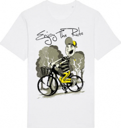 Tricou barbat Printado Casual enjoy the ride Bumbac Regular fit Alb M INTL 