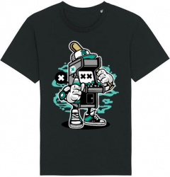 Tricou barbat Printado Casual game on 2 Bumbac Regular fit Negru XL INTL 