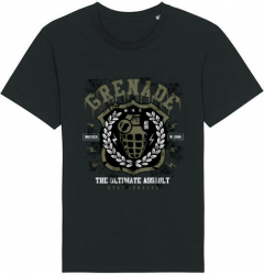 Tricou barbat Printado Casual grenade Bumbac Regular fit Negru 2XL INTL 