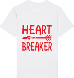 Tricou barbat Printado Casual heart breaker Bumbac Regular fit Alb M INTL 