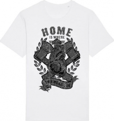 Tricou barbat Printado Casual home is where Bumbac Regular fit Alb XL INTL 