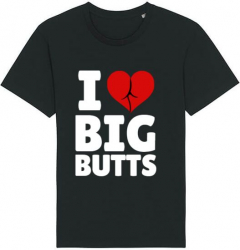 Tricou barbat Printado Casual i love big butts Bumbac Regular fit Negru M INTL 