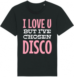 Tricou barbat Printado Casual ive chosen disco Bumbac Regular fit Negru M INTL 