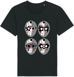 Tricou barbat Printado Casual jason rock faces Bumbac Regular fit Negru S INTL 
