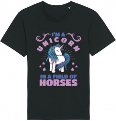 Tricou barbat Printado Casual just a unicorn Bumbac Regular fit Negru S INTL 