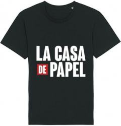 Tricou barbat Printado Casual la casa de papel Bumbac Regular fit Negru L INTL 