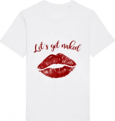 Tricou barbat Printado Casual lets get naked Bumbac Regular fit Alb M INTL 