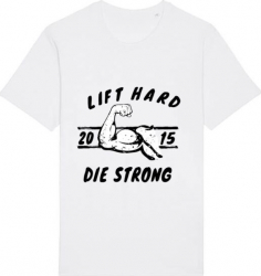 Tricou barbat Printado Casual lift hard Bumbac Regular fit Alb S INTL 