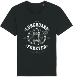 Tricou barbat Printado Casual long board forever Bumbac Regular fit Negru S INTL 