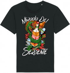 Tricou barbat Printado Casual mirada del serpiente Bumbac Regular fit Negru S INTL 