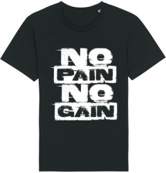 Tricou barbat Printado Casual no pain no gain Bumbac Regular fit Negru L INTL 