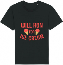 Tricou barbat Printado Casual running for ice cream Bumbac Regular fit Negru 2XL INTL 