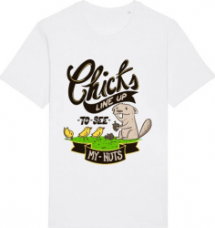 Tricou barbat Printado Casual see my nuts Bumbac Regular fit Alb L INTL 