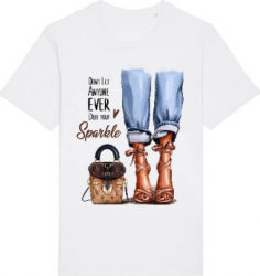Tricou barbat Printado Casual sparkle all day Bumbac Regular fit Alb S INTL 
