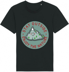 Tricou barbat Printado Casual stay outside Bumbac Regular fit Negru L INTL 