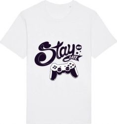 Tricou barbat Printado Casual stay up late Bumbac Regular fit Alb M INTL 