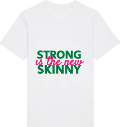 Tricou barbat Printado Casual strong is the new skinny Bumbac Regular fit Alb XL INTL 